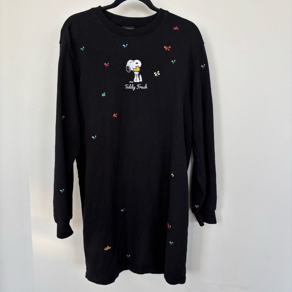Teddy Fresh Peanuts Snoopy &‎ Woodstock Sweatshirt Dress Size M